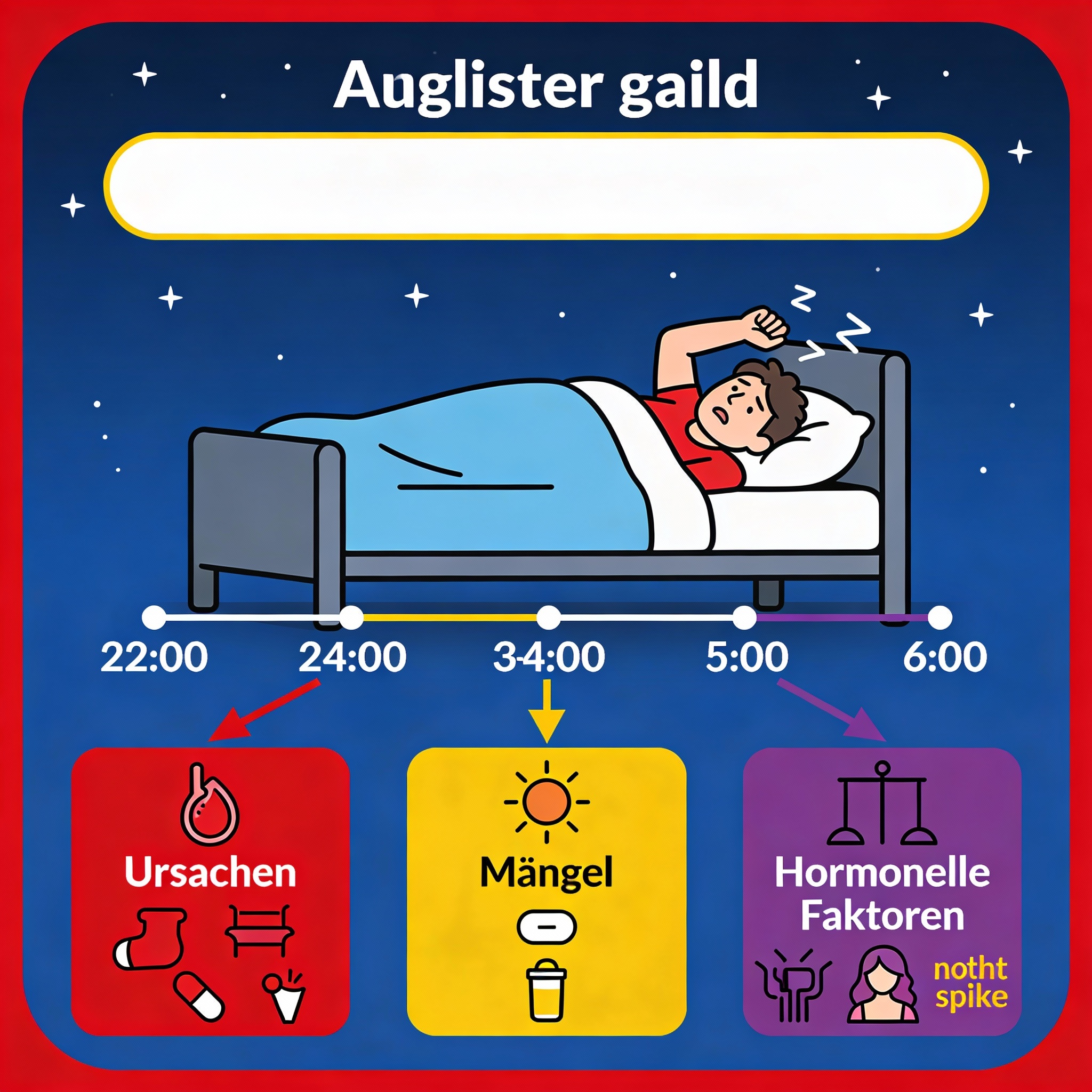 Person wacht nachts auf und schaut auf die Uhr