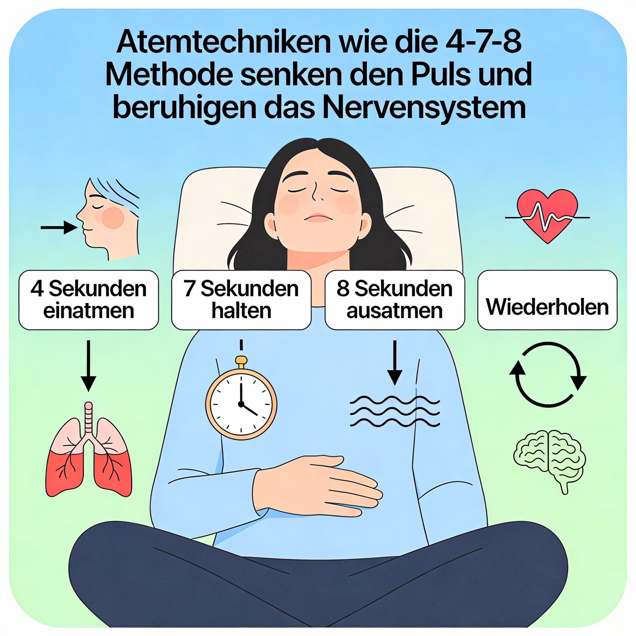 Grafik: 4-7-8 Atmung und Entspannungstechniken